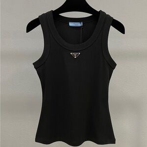 Prada Black Tank Top with Logo Detail